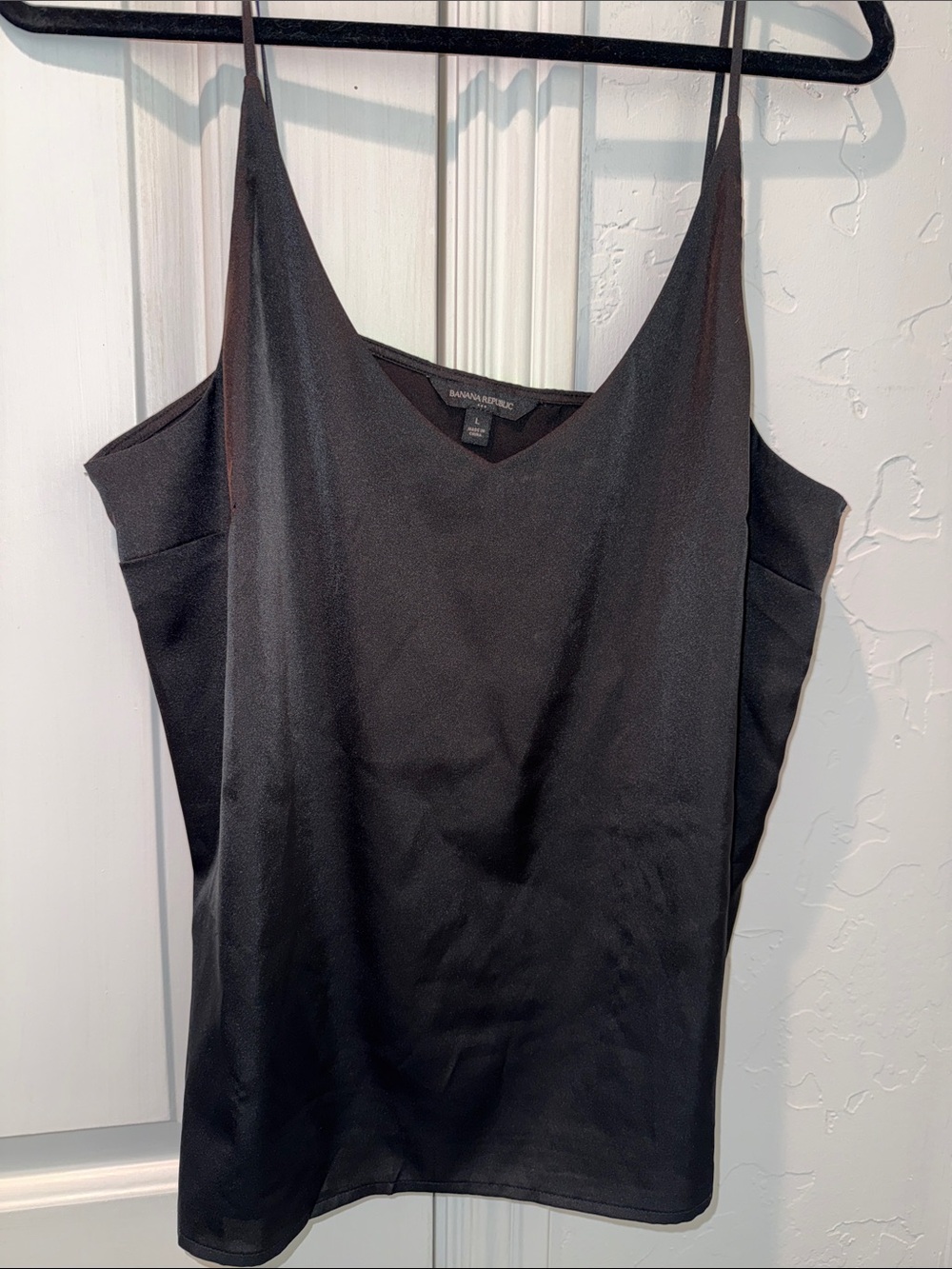 Banana Republic Black Satin V-Neck Cami Top